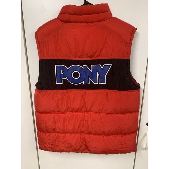 Forever 21 Men Pony Puffer Vest Red And Black Men's  L Retro Style 80s - Picture 9 of 11